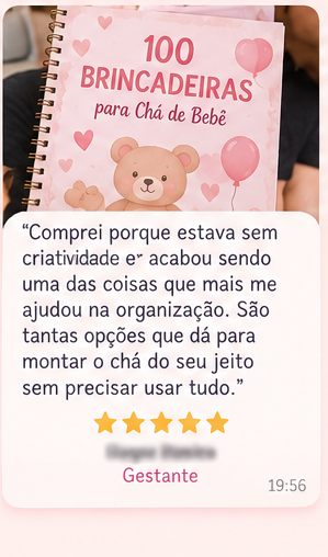 Depoimento de Gestante: Comprei porque estava sem criatividade e acabou sendo uma das coisas que mais me ajudou na organização. São tantas opções que dá para montar o chá do seu jeito.