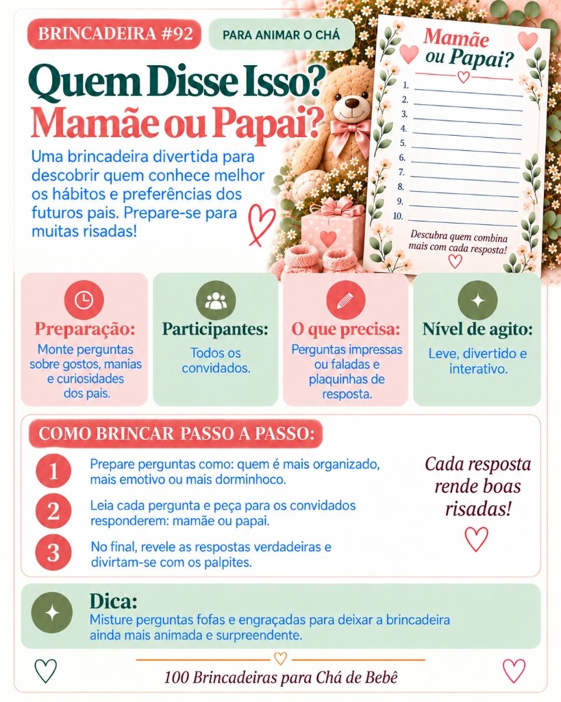 Brincadeira #92 - Quem Disse Isso? Mamãe ou Papai?