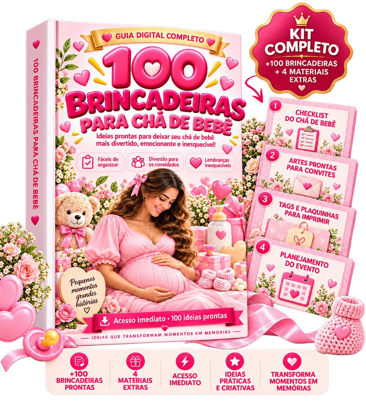 Kit Completo para Chá de Bebê - 100 Brincadeiras